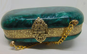 Women's Green Resin Acrylic Round Box Clutch & Purse