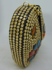 Jewel stone Metal Clutch gold  Bag