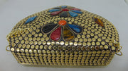 Jewel stone Metal Clutch gold  Bag