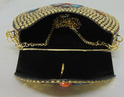 Jewel stone Metal Clutch gold  Bag