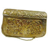VINTAGE HANDMADE BRASS METAL PURSE WOMEN  PARTY CLUTCH BAG