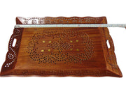 Cutwork Design Wooden Carved Serving Tray