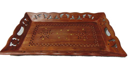 Cutwork Design Wooden Carved Serving Tray