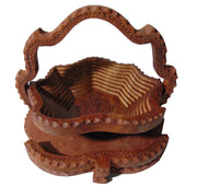 Leaf cutting Wooden Bowl Collapsible Basket