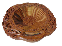 Foldable Wood Collapsible Fruit Basket with pedal stand