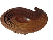 Handmade fish Shape Foldable Wood Collapsible Fruit Basket