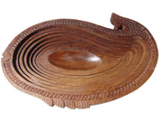 Handmade fish Shape Foldable Wood Collapsible Fruit Basket