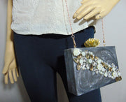 Grey Handcrafted Marble Clutch purse