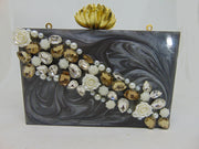 Grey Handcrafted Marble Clutch purse