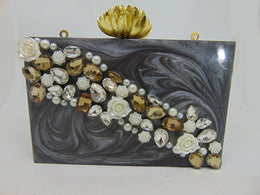 Grey Handcrafted Marble Clutch purse