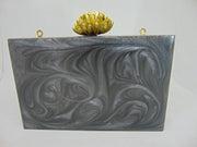 Grey Handcrafted Marble Clutch purse