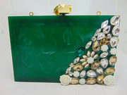 Marble Resin MOP Clutch Bag