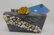 Grey Handcrafted Marble Clutch purse