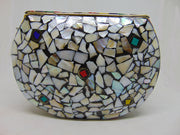 Silver & Multi mosaic Jewel stone Clutch Bag