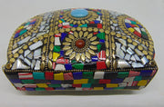 Silver & Multi mosaic Jewel stone Clutch Bag