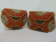 Orange gravel stone & Red mosaic stone Clutch Bag