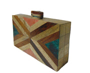 Geometric Wood Resin Clutch Box Purse Bags