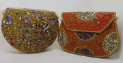 Orange gravel stone & Red mosaic stone Clutch Bag