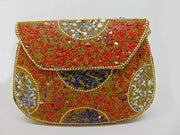 Orange gravel stone & Red mosaic stone Clutch Bag
