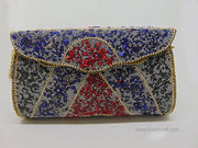 Blue & Multi Gravel stone mosaic stone Clutch Bag