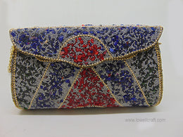 Blue & Multi Gravel stone mosaic stone Clutch Bag