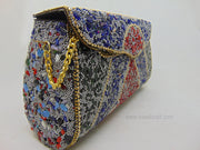 Blue & Multi Gravel stone mosaic stone Clutch Bag