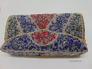 Blue & Multi Gravel stone mosaic stone Clutch Bag