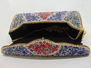 Blue & Multi Gravel stone mosaic stone Clutch Bag
