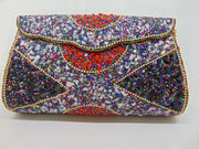 Blue & Multi Gravel stone mosaic stone Clutch Bag