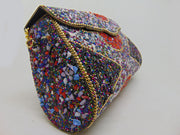 Blue & Multi Gravel stone mosaic stone Clutch Bag