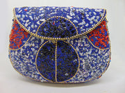 Blue Gravel stone & Red mosaic stone Clutch Bag
