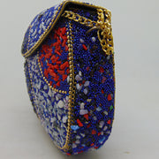 Blue Gravel stone & Red mosaic stone Clutch Bag