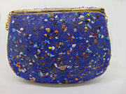 Blue Gravel stone & Red mosaic stone Clutch Bag
