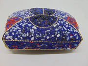 Blue Gravel stone & Red mosaic stone Clutch Bag