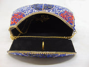 Blue Gravel stone & Red mosaic stone Clutch Bag
