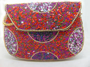 Orange & Multi gravel stone mosaic stone Clutch Bag