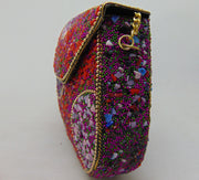 Orange & Multi gravel stone mosaic stone Clutch Bag