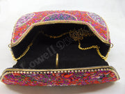 Orange & Multi gravel stone mosaic stone Clutch Bag