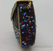 Blue Gravel stone & Red mosaic stone Clutch Bag