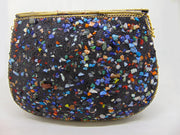 Blue Gravel stone & Red mosaic stone Clutch Bag