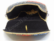 Blue Gravel stone & Red mosaic stone Clutch Bag