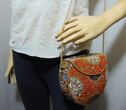 Orange gravel stone & Red mosaic stone Clutch Bag