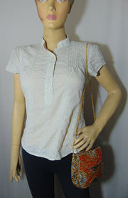 Orange gravel stone & Red mosaic stone Clutch Bag
