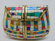 Multicolor Mosaic Stone Clutch Purse