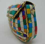 Multicolor Mosaic Stone Clutch Purse
