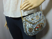 Shell Mosaic Stone Clutch Purse
