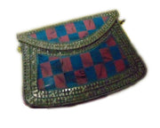 Purse Brass Clutch Rigid Metal Box Silver Resin Chip Stone