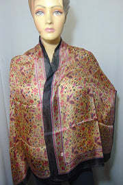Paisley Flower Design Long Silk Scarf