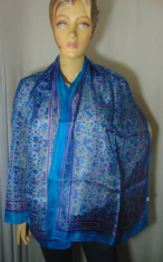 Paisley Flower Design Long Silk Scarf