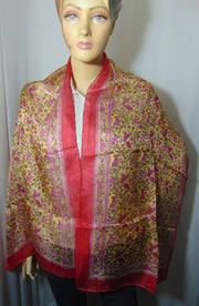 Paisley Flower Design Long Silk Scarf